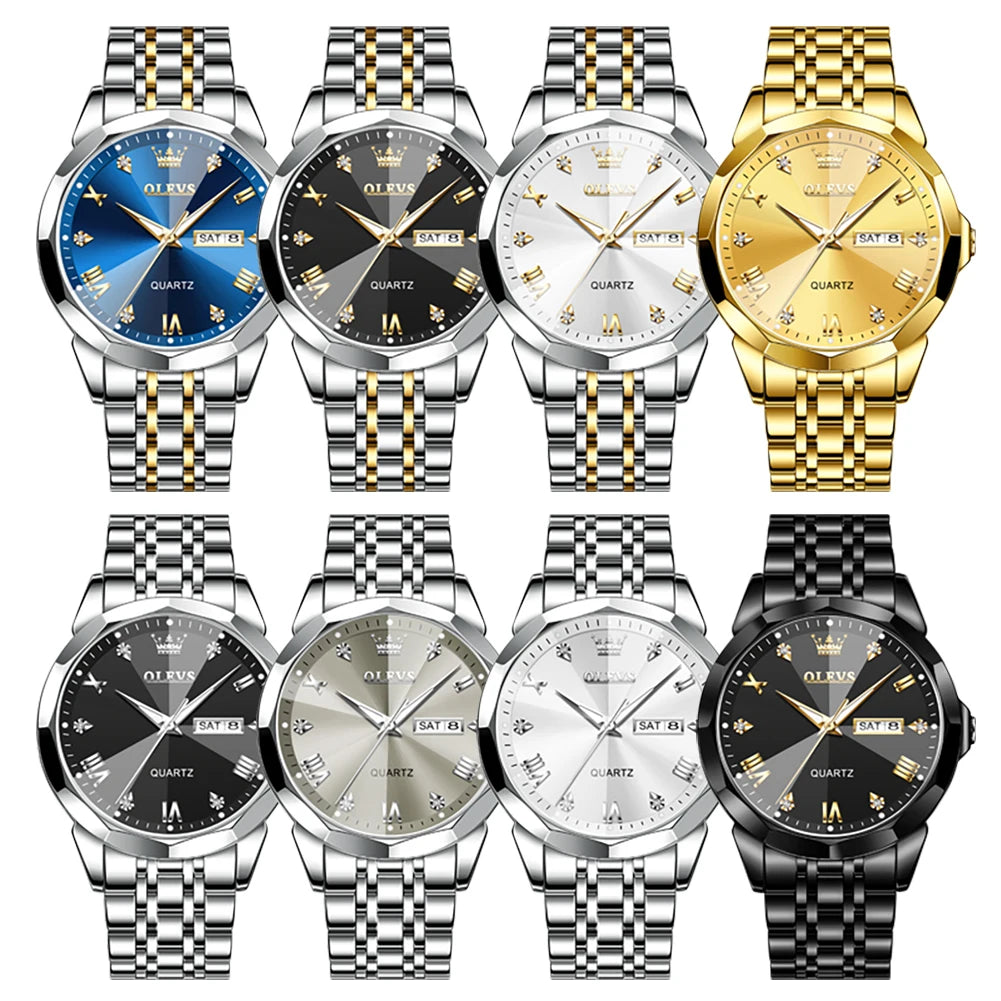 OLEVS Men's Watch Casual Quartz Stainless Steel Luminous Date
