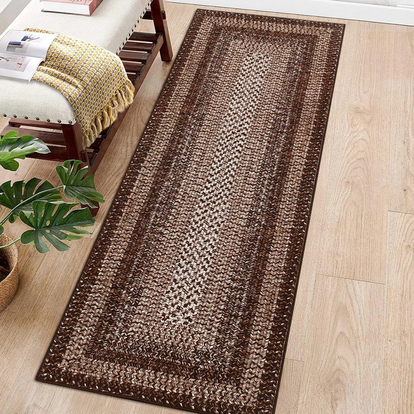 HiMIS Washable Braided Area Rug Non Slip For Living Room