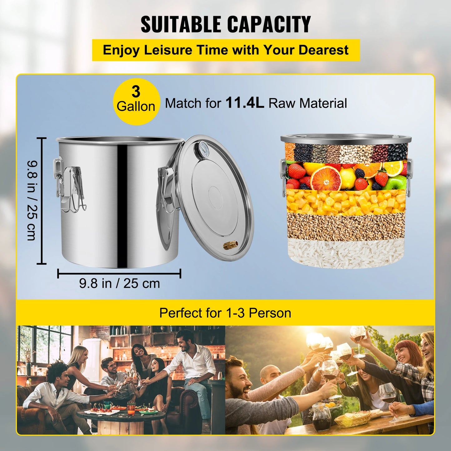 SucceBuy Premium Alcohol Distiller Stainless Steel Moonshine Still For Homebrewers