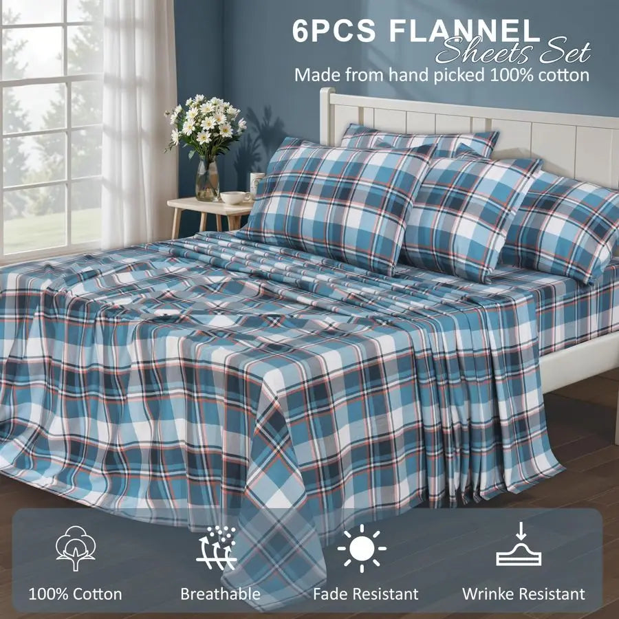 Flannel Sheets 100 Cotton Double Brushed All Seasons
