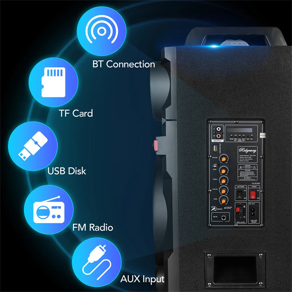 CURUK 9000W Bluetooth Speaker With Dual 10 Inch Subwoofers