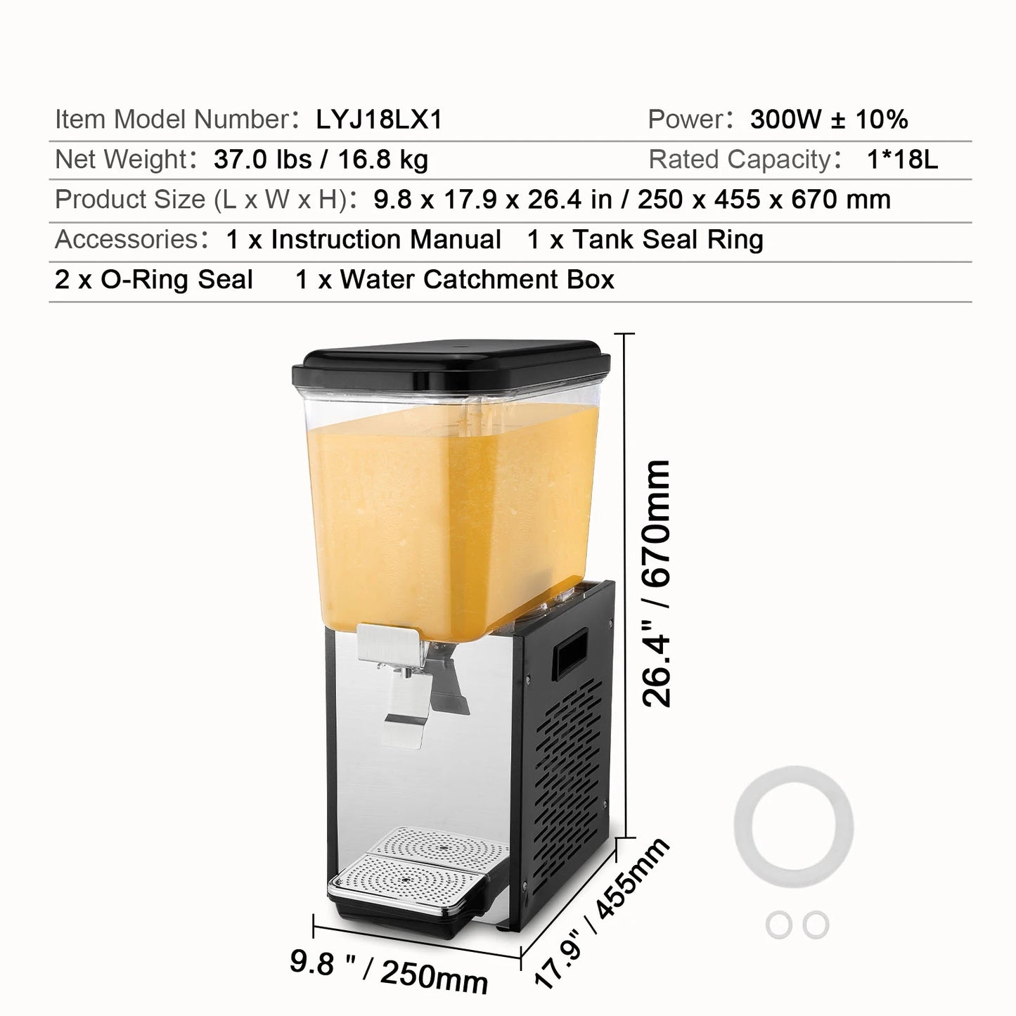 SucceBuy 1/2 Tanks Commercial Beverage Dispenser 10L/12L/18L Per Tank Juice Dispenser Stainless Steel Ice Tea Drink Machine