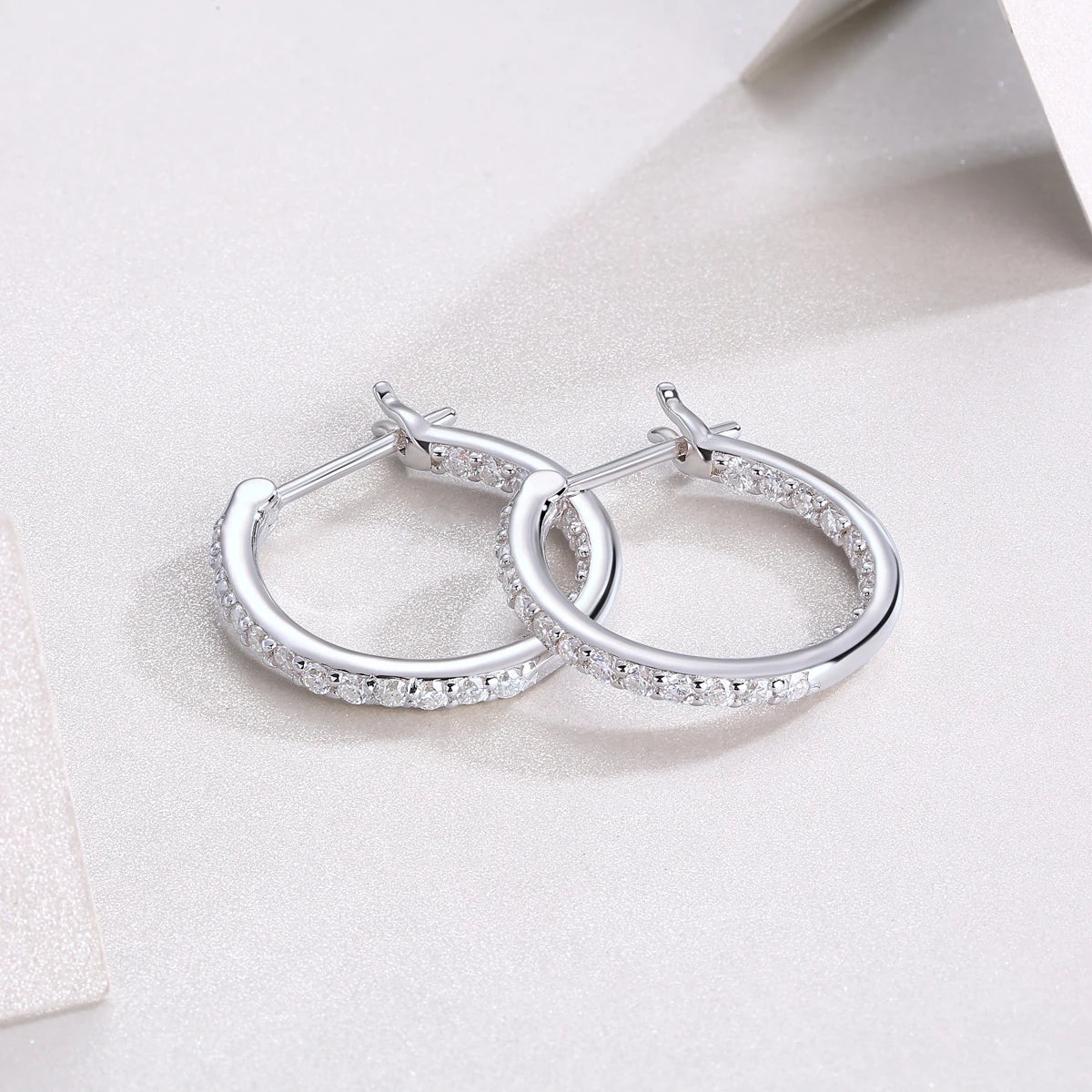 JIUUZAN Moissanite Hoop Earrings 925 Silver With 18K Gold Plating
