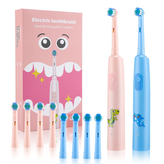 AFDEAL Rechargeable Rotating Kids Electric Toothbrush With 4 Soft Brush Heads Whitening Oral Care