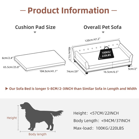 BORWARTCN PU Leather Luxury Elevated Dog Bed With Removable Cushion