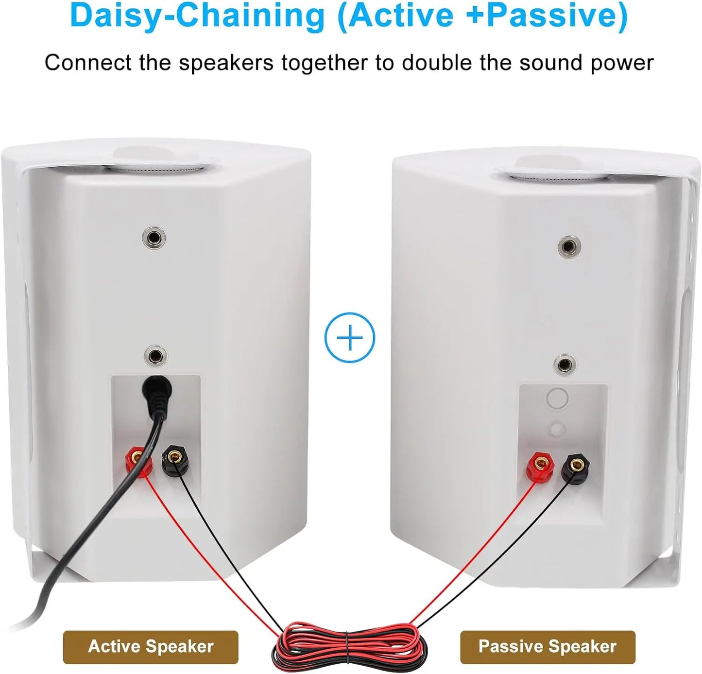 Herdio 400W Indoor Outdoor Bluetooth Wall Mount Speakers 2 Pack