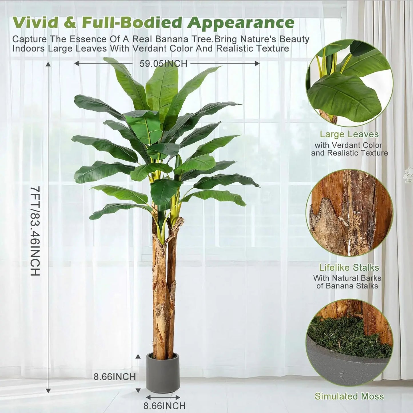 HiMISCN Artificial Banana Tree With Faux Leaves for Home Decor