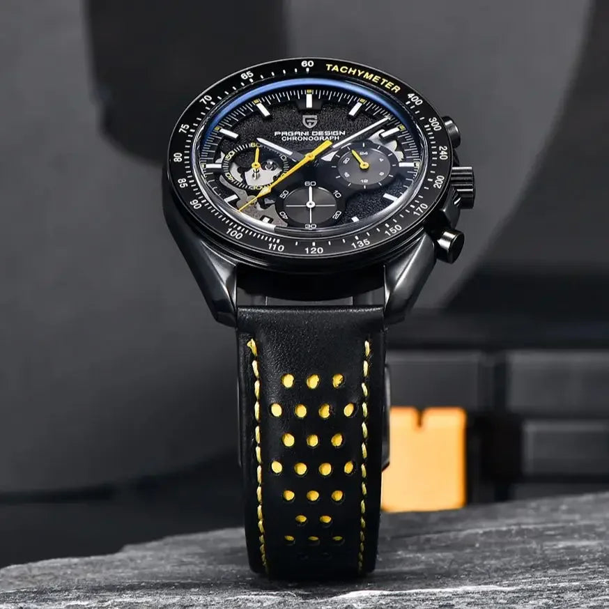 PAGANI DESIGN Moon Dark Mens Skeleton Chronograph Watch