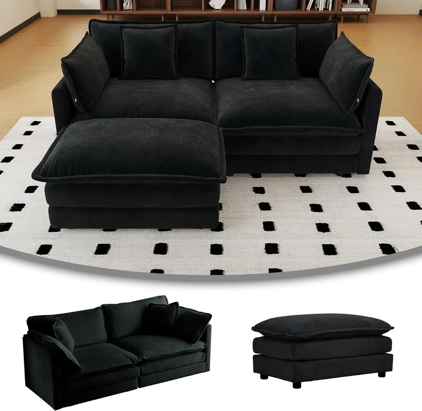 Modern Chenille Cloud Couch Loveseat Modular Sectional