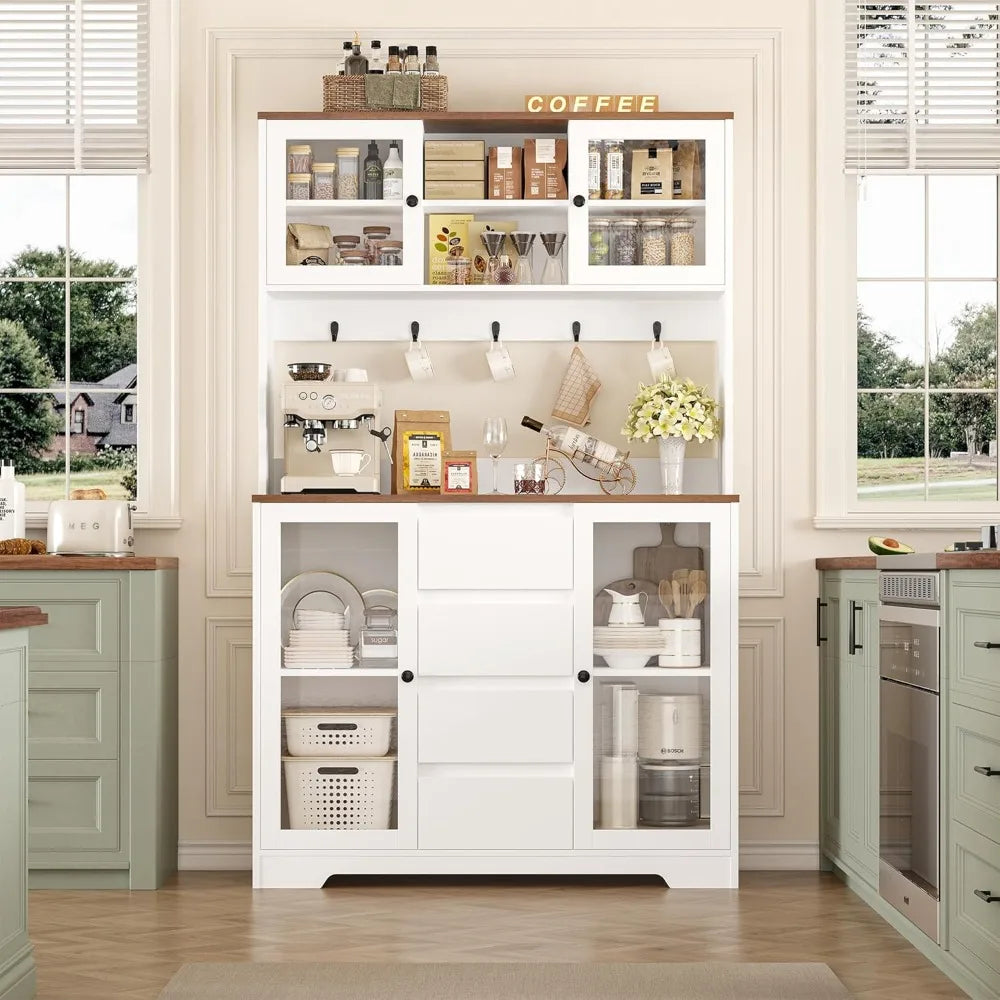 Kitchen Pantry Cabinet With Hutch Microwave Stand And Hooks