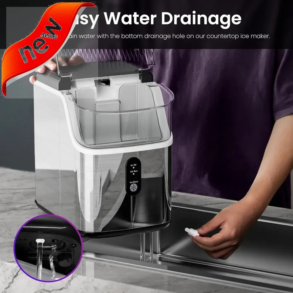 New style Ice Maker Countertop, 35Lbs/24H Portable Table Top Machine with Chewable & Crushed Ice, Self-Cleaning, One-Touch Opera