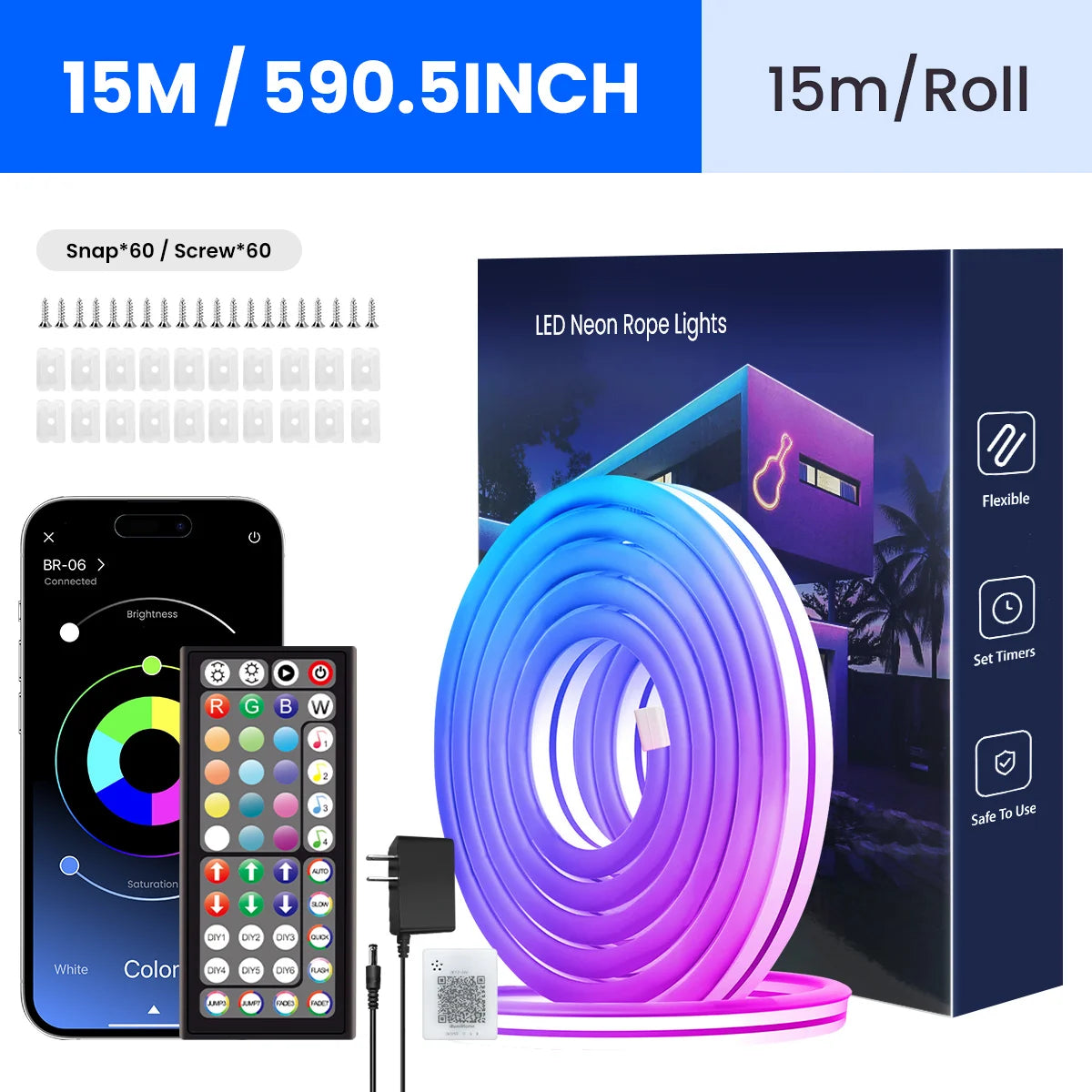 Aiopp Neon LED Rope Lights RGB Strip With Remote App