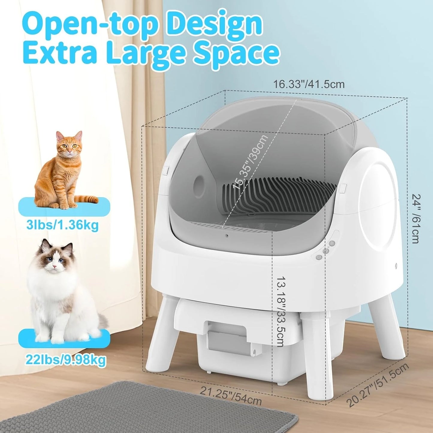 Self Cleaning Automatic Cat Litter Box for Multiple Cats