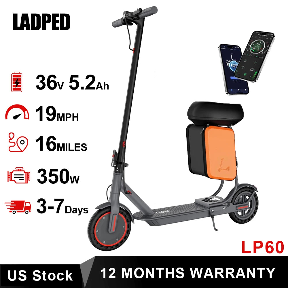 LADPED LP60 Ultra Lightweight Electric Foldable Scooter 350W 19mph EverydayUtility