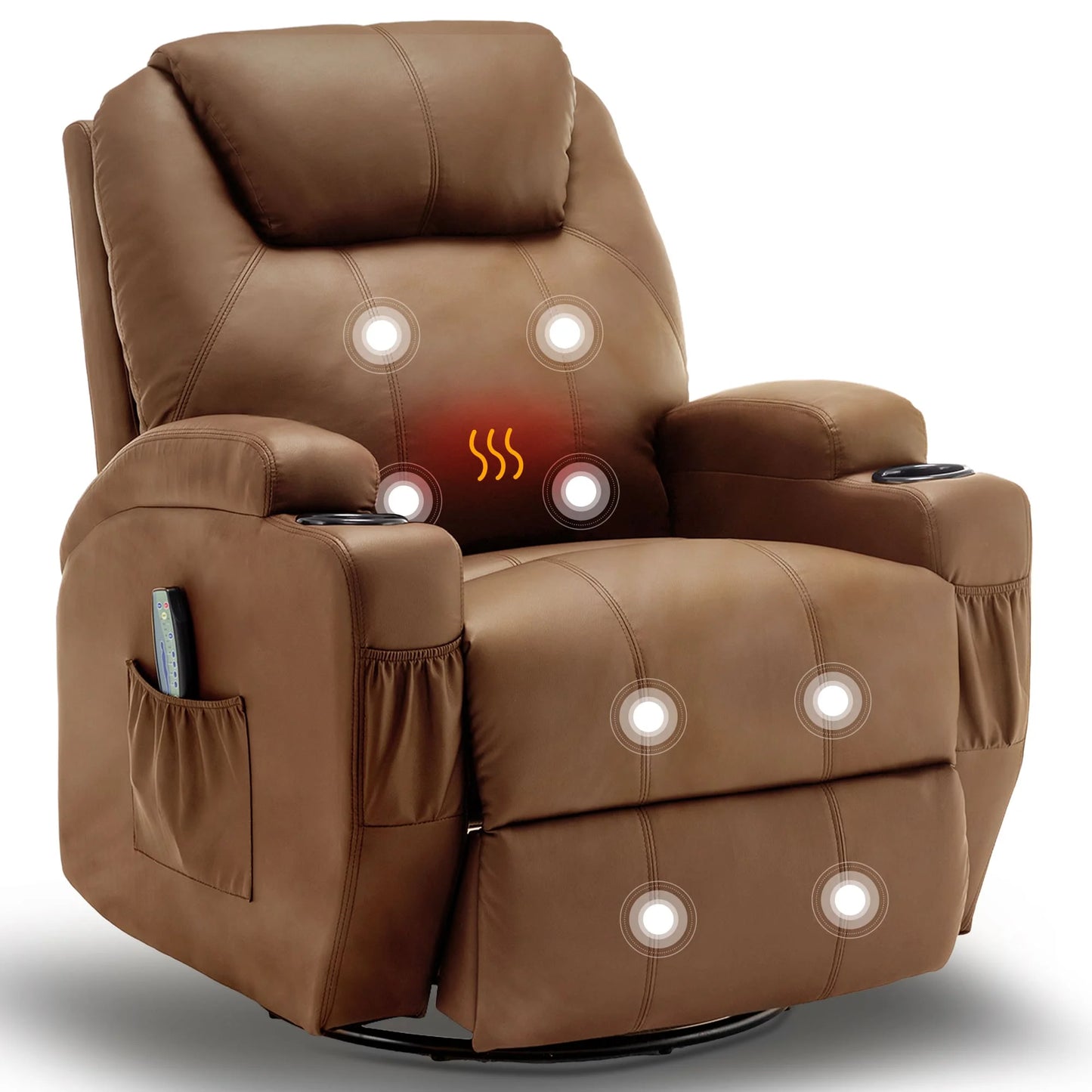 KORSER Recliner Chair With Massage And Heat 360 Degree Swivel Rocker With Remote Control Cup Holder For Living Room