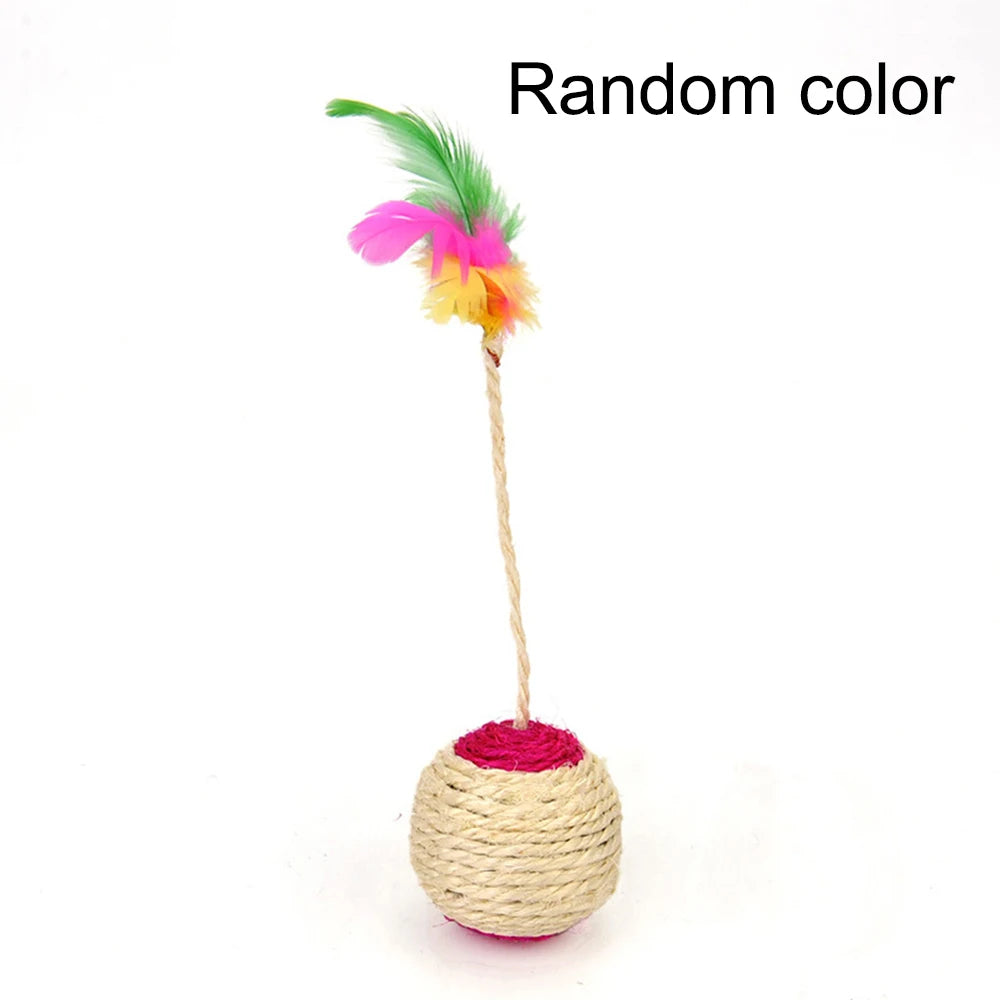 Cat Toy Sisal Shuttlecock Ball With Feathers