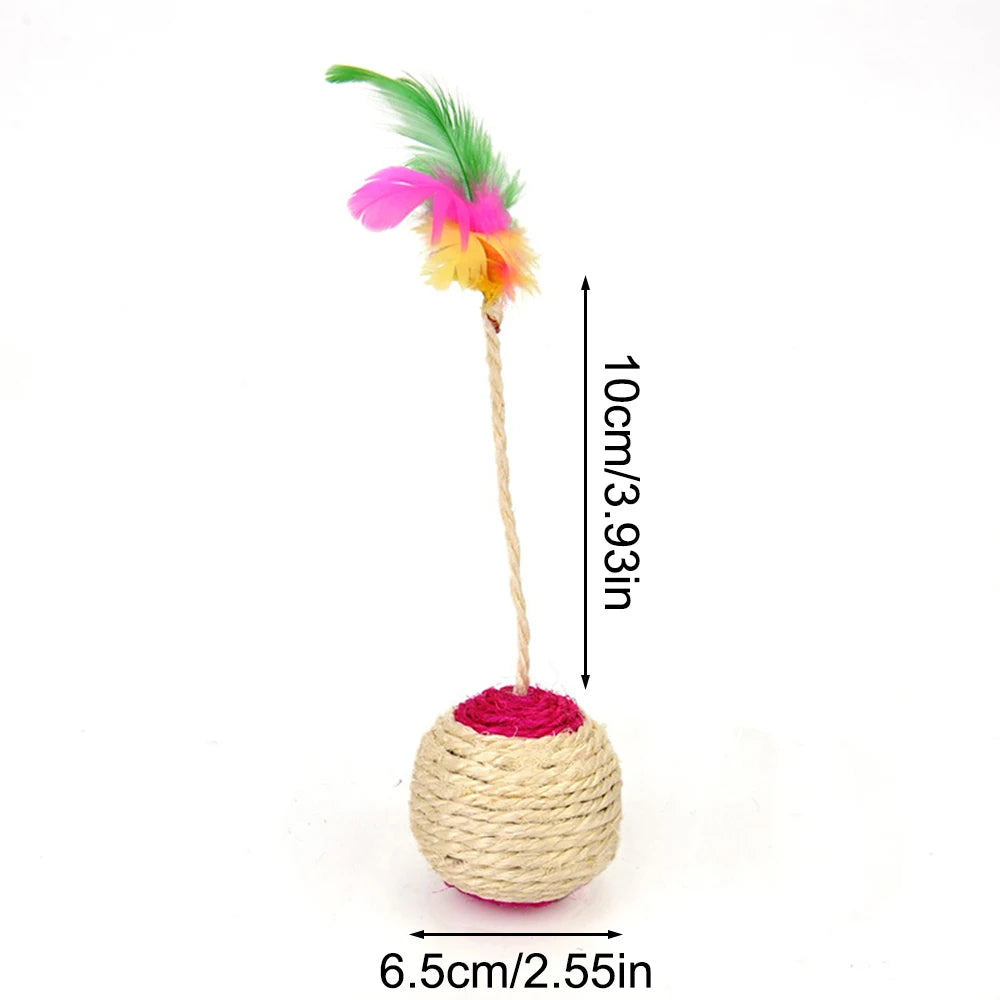 Cat Toy Sisal Shuttlecock Ball With Feathers