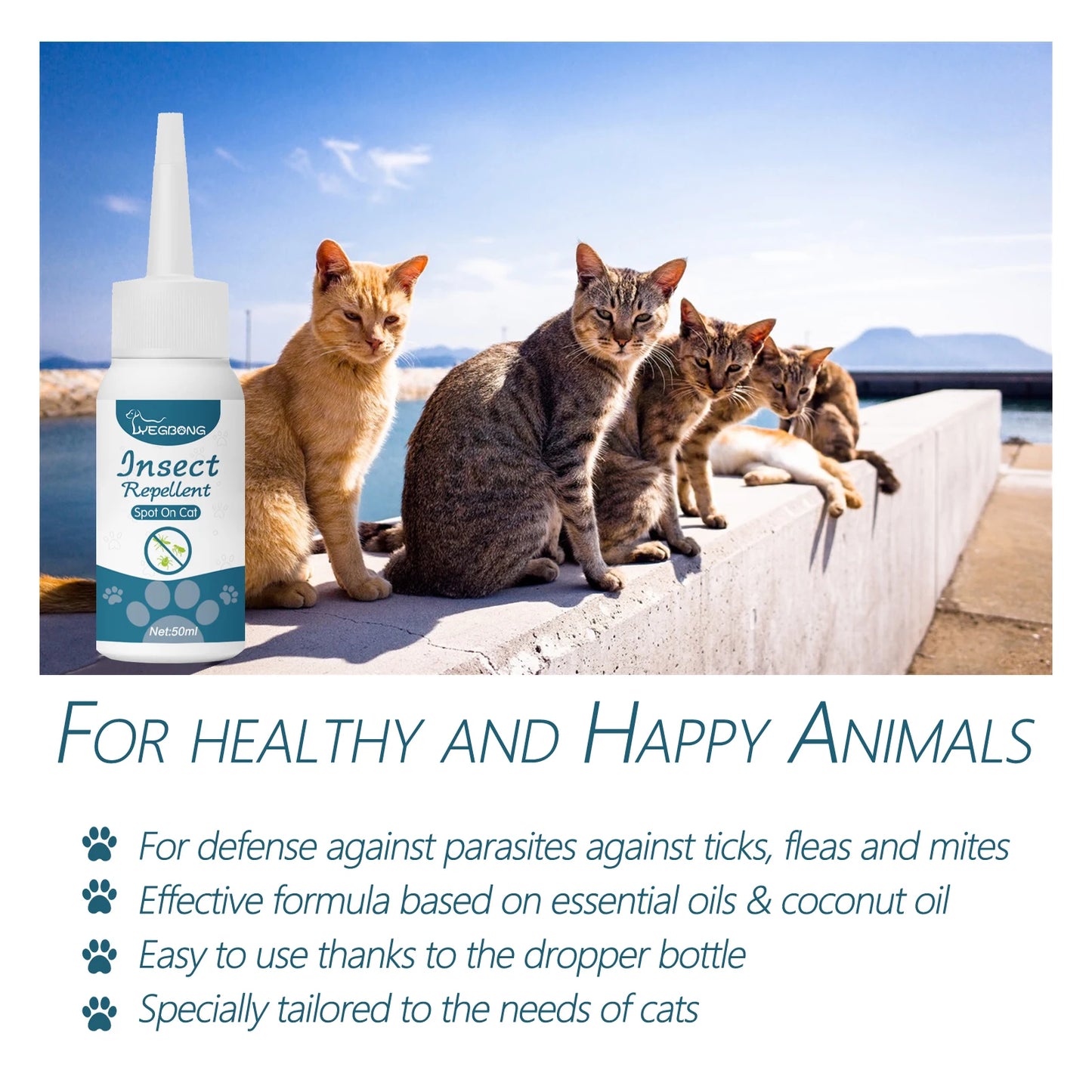 YEGBONG Pet Anti Flea and Tick Drops for Cats and Dogs