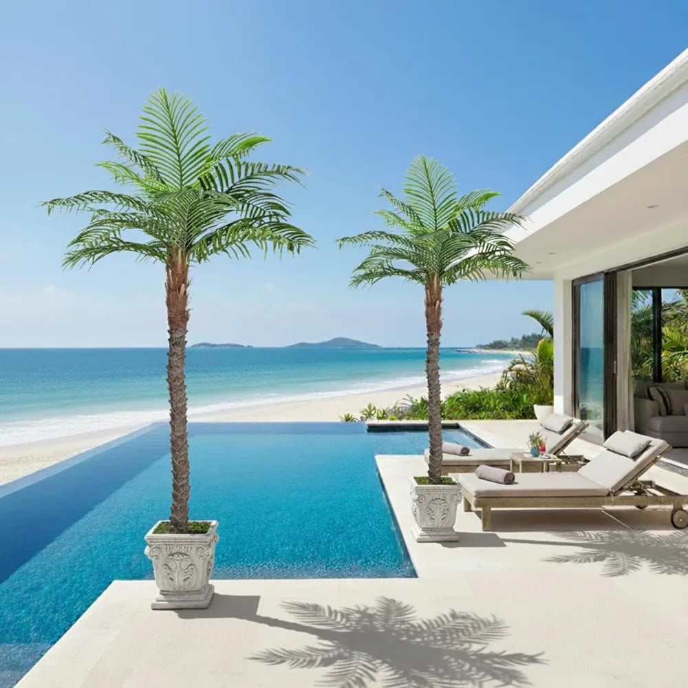 DAFIFY Artificial Cane Palm Tree For Indoor And Outdoor Home Office Decor Low Maintenance