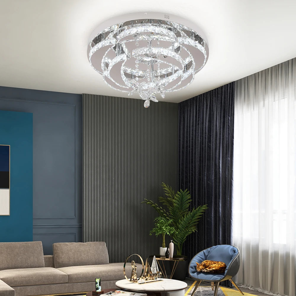 VETRULUS Luxury Crystal Chandelier Modern Ceiling Pendant Lamp Dimmable