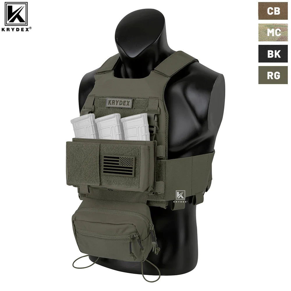 KRYDEX Low Vis Slick Plate Carrier Tactical Vest With Cummerbund