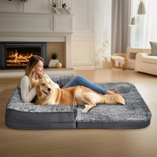 BINGOPAWCN Giant Foldable Calming Dog Bed Orthopedic Plush