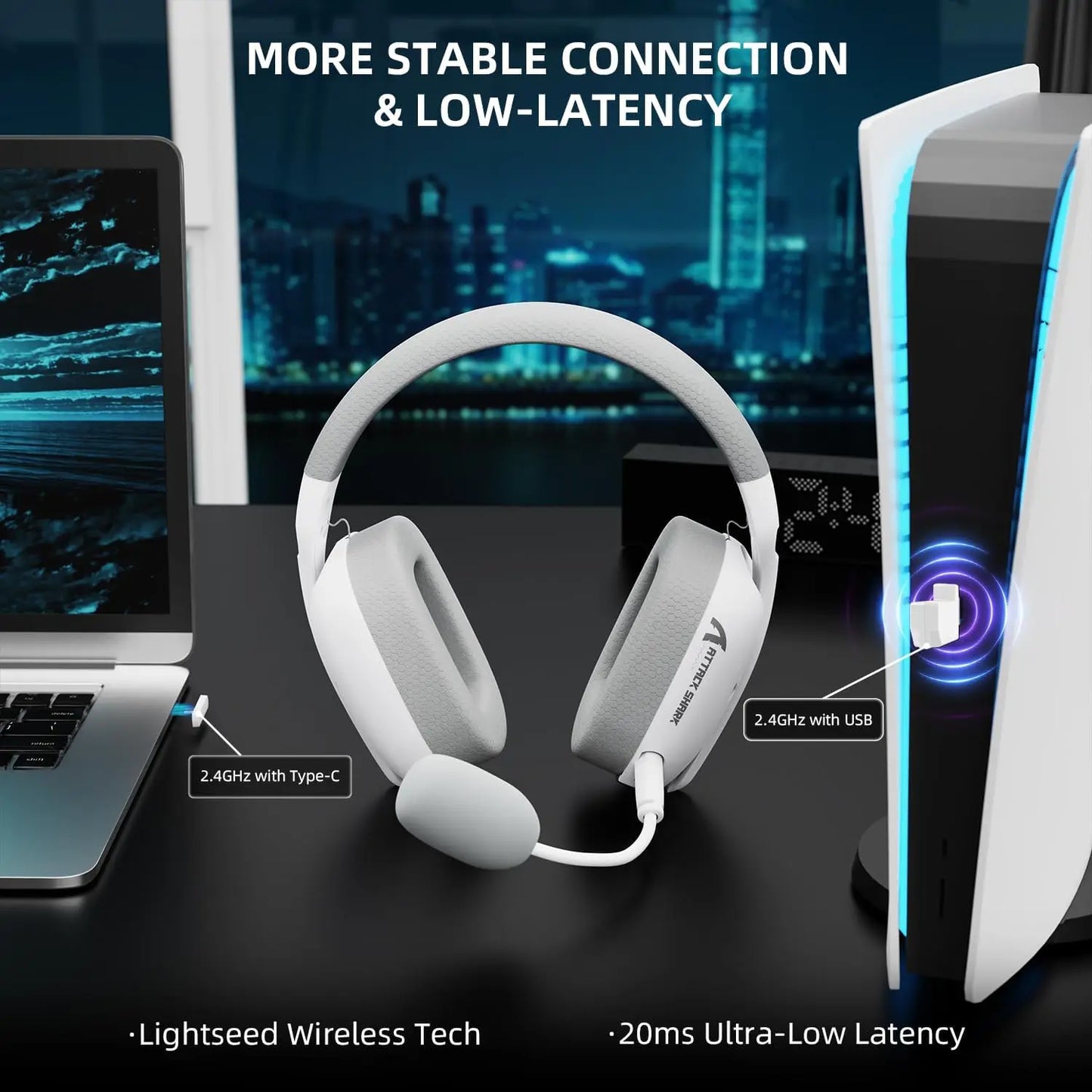 Mambasnake Attack Shark L80PRO Gaming Headset Tri Mode Wireless