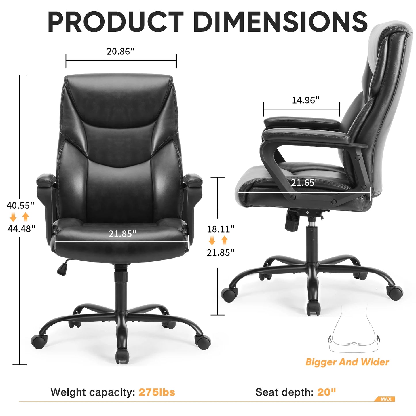 JHK Ergonomic PU Leather Armrest Swivel Gaming Chair Lumbar