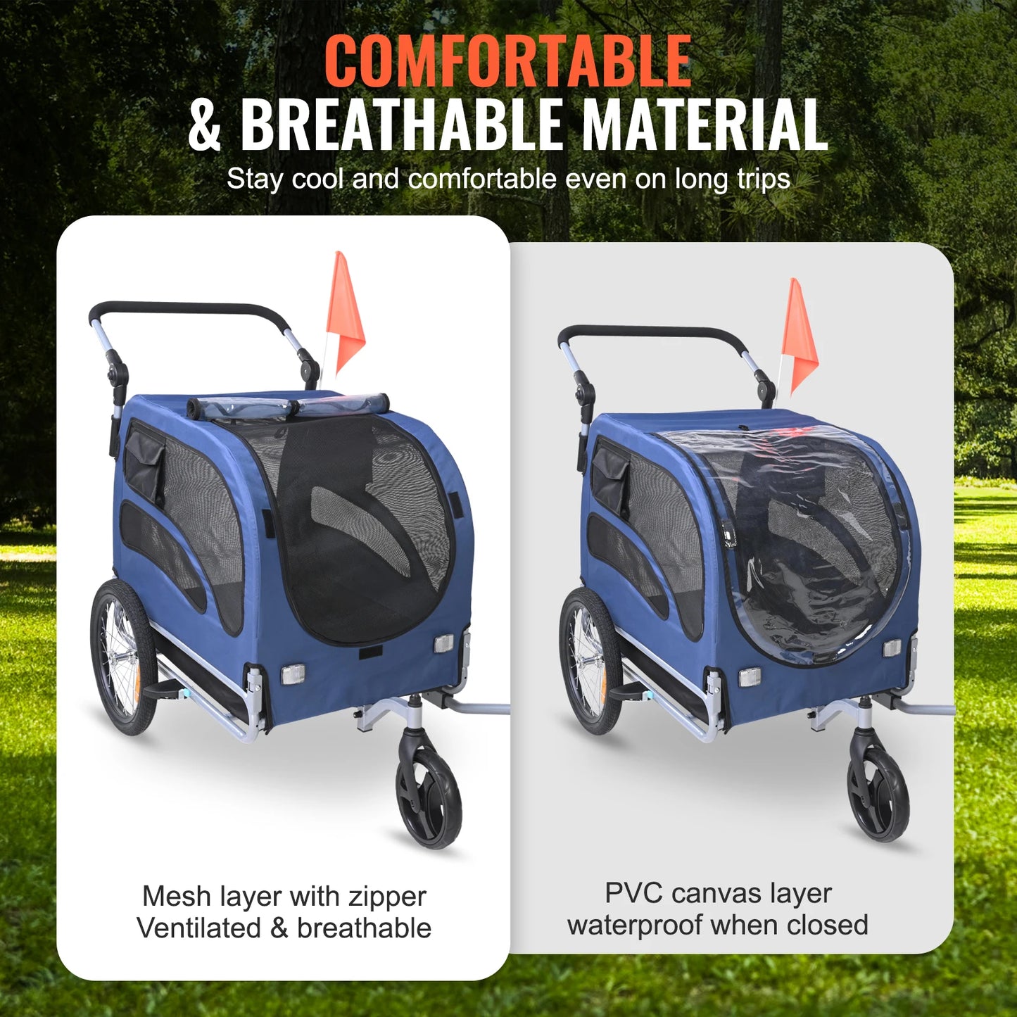 Dog Bike Trailer 2 In 1 Deluxe Pet Travel Stroller