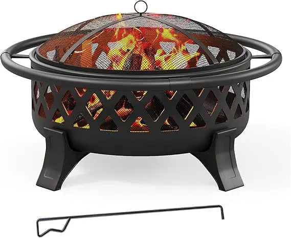 DAFIFY Wood Burning Outdoor Fire Pit With Stoker And Spark Screen For Camping And Patio