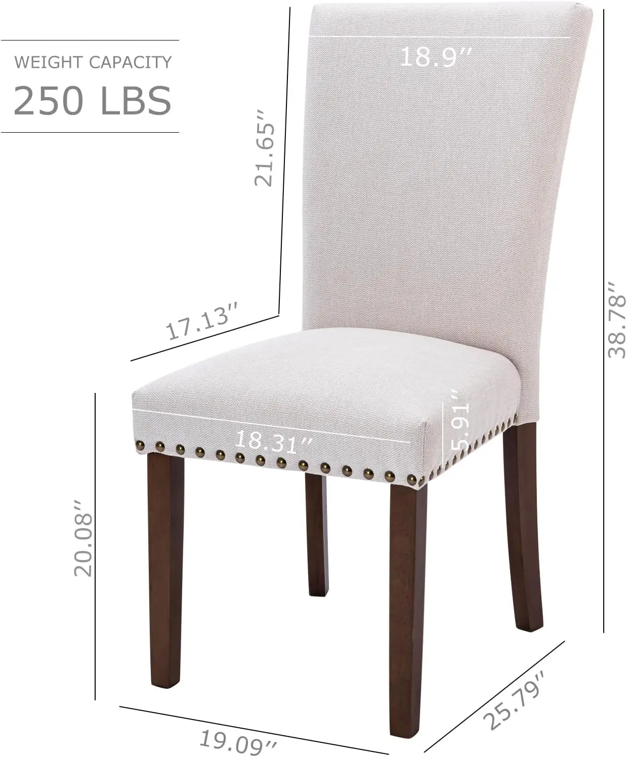 Upholstered Dining Chairs Set of 4, Parsons Style Linen Beige Accent Chairs with High Back, for Round Kitchen Table or Small Di