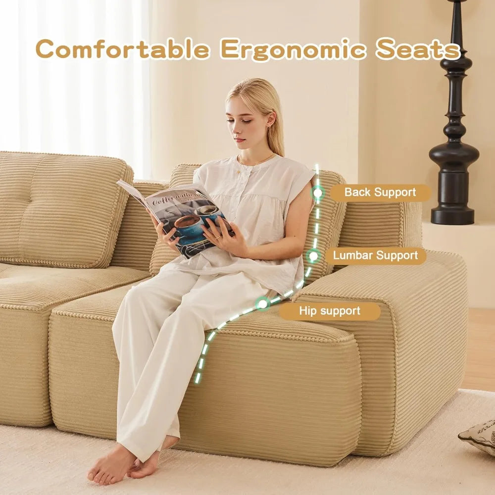 HUANZHUANG L Shaped Modular Sectional Sofa With Chaise For Living Room Comfortable Upholstered Deep Seating