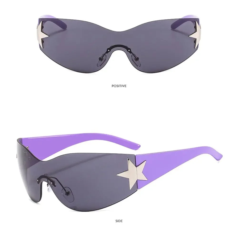 Five Star Eyewear Rimless Y2K Punk Sunglasses Wrap Around