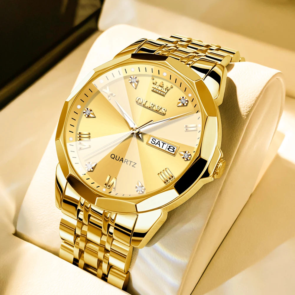 OLEVS Men's Watch Casual Quartz Stainless Steel Luminous Date