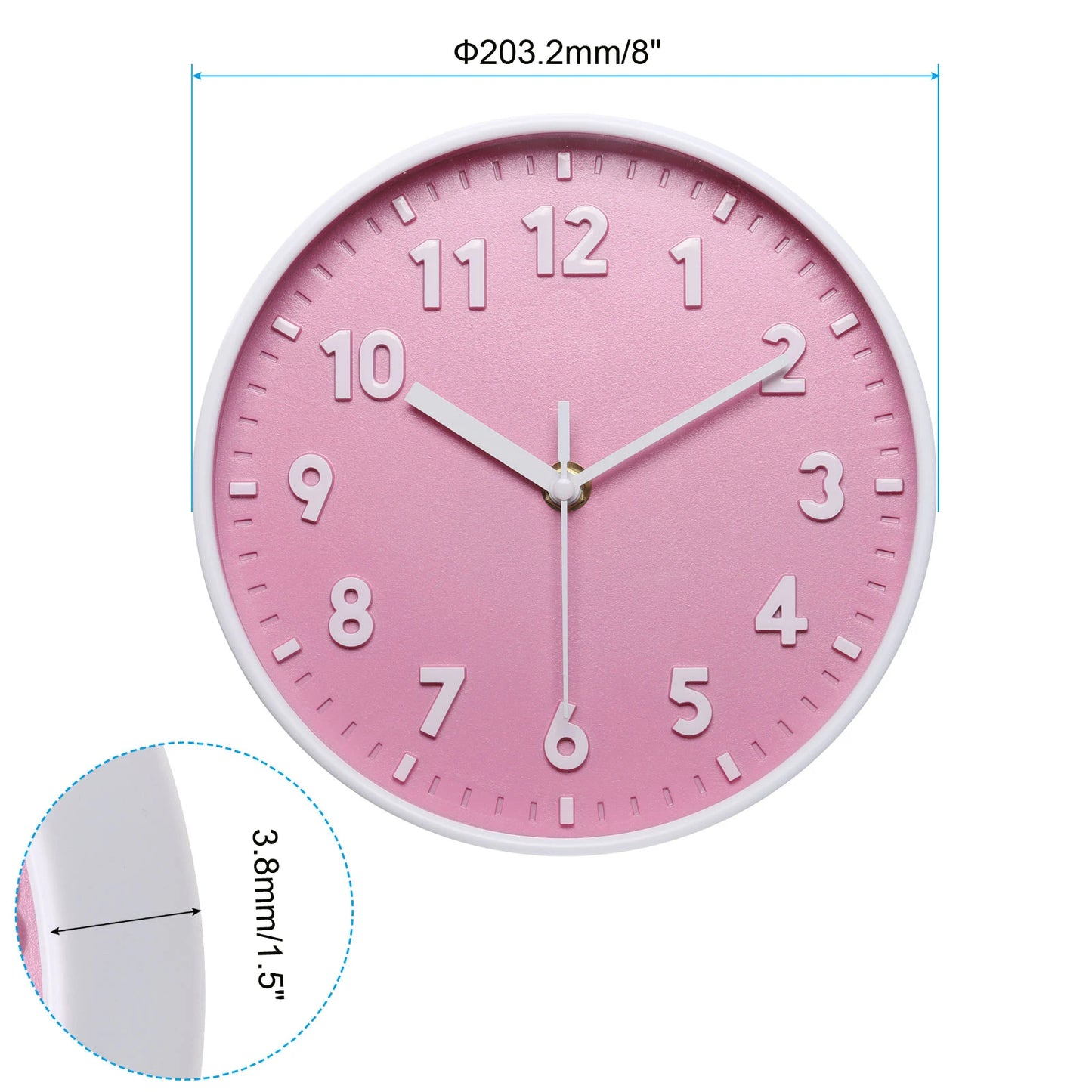 UXCELL Quartz Silent 3D Numeral Round Wall Clock Battery Operated For Office And Bedroom
