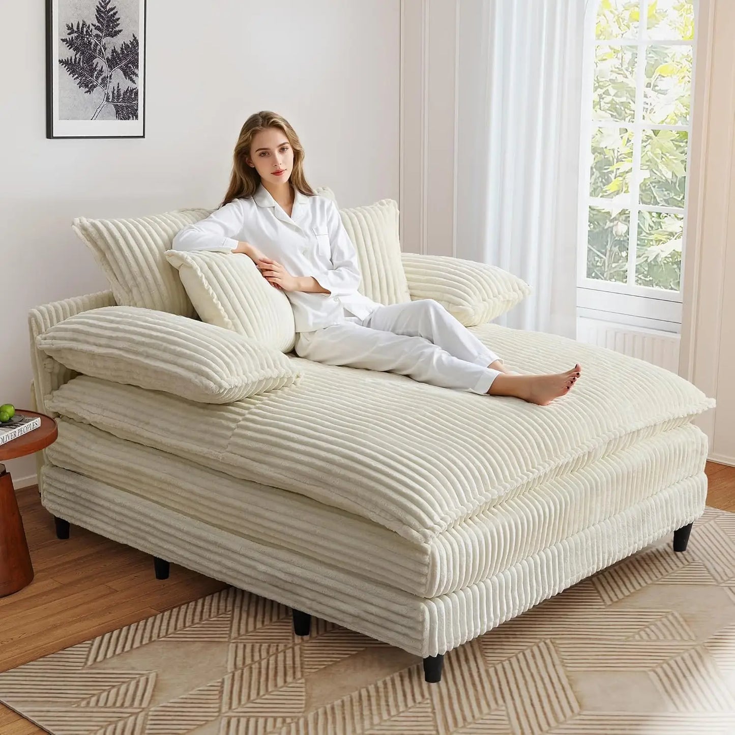 Chaiselounge Indoor Sofa Bed With Adjustable Backrest Comfortable Seating Durable
