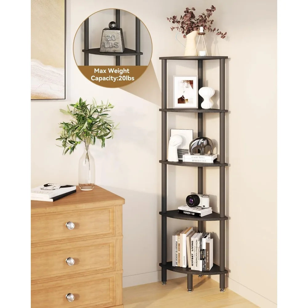 IBUYKEM 5 Tier Corner Shelf Stand Industrial Display Rack