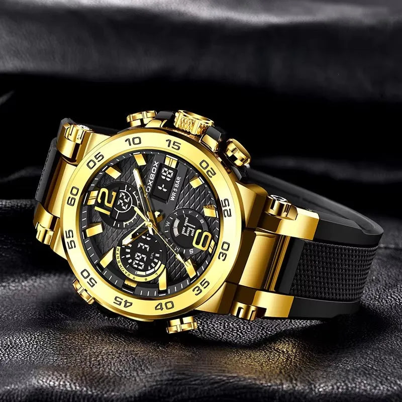 Foxbox Sports Analog Digital Quartz Watch With Silicone Strap