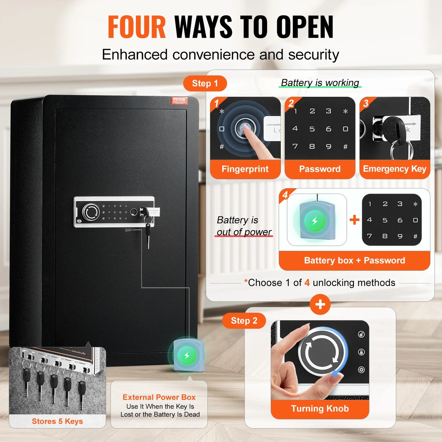 SucceBuy Fireproof Safe Box With Biometric Fingerprint Lock And PasswordProtectionPlus