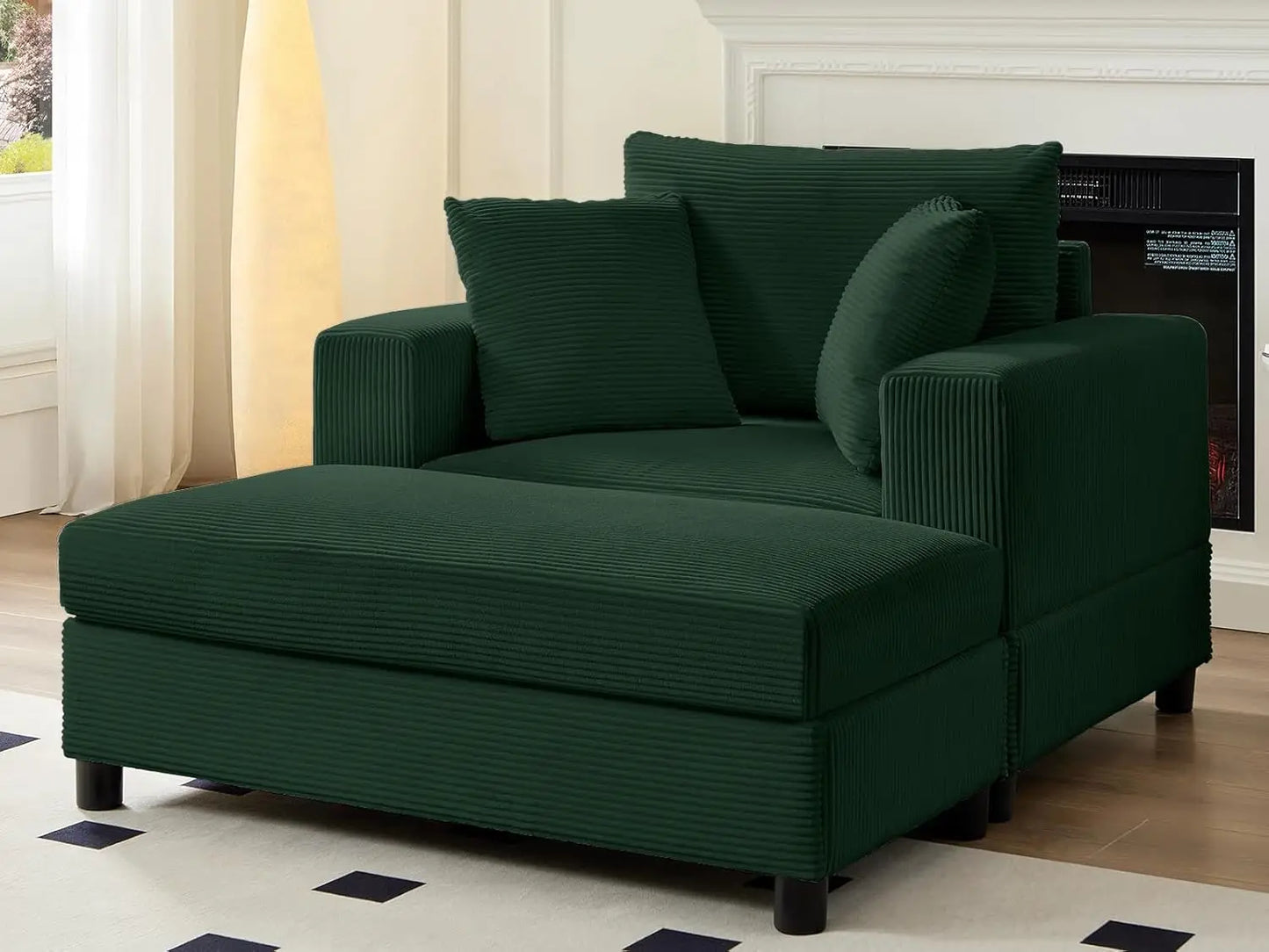 Corduroy Chaise Lounge With Ottoman And Pillows For Deep Seating Comfort Home Furniture