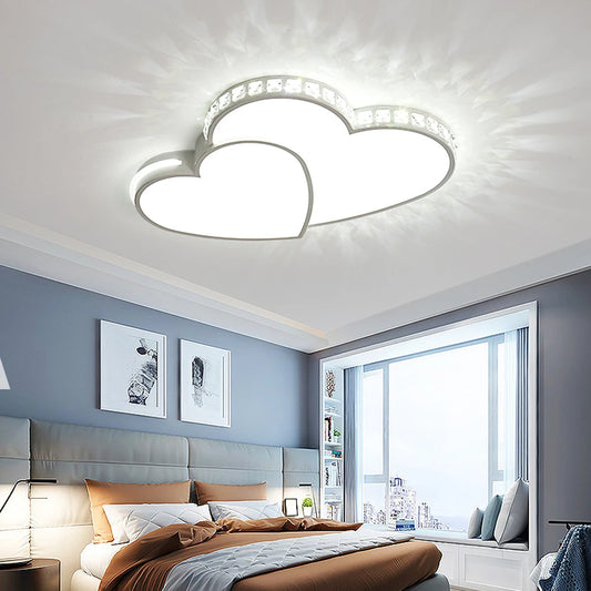 Modern Heart Shaped Ceiling Light Crystal LED Flush Mount For Kids And Living Room