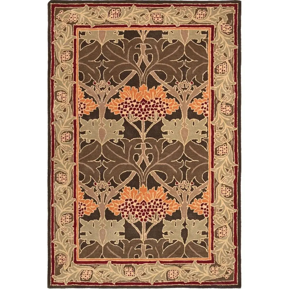 Handmade Wool Area Rug Traditional Oriental Cecil Green Floral Motif