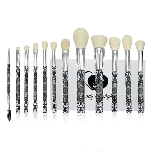 12pc Makeup Brush Set | Natural Hair-Like Professional Makeup Brushes | Comes With CollectBox & Elegant Black Leather Storage Po