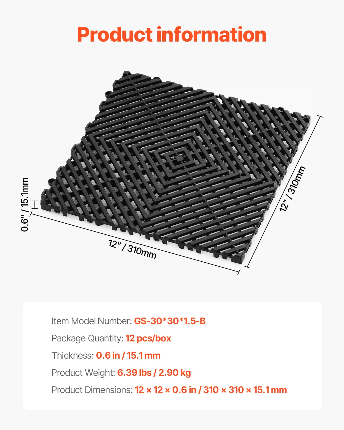 SucceBuy Interlocking Drainage Mat Non Slip PP Floor Tile Shower Mat For Wet Areas