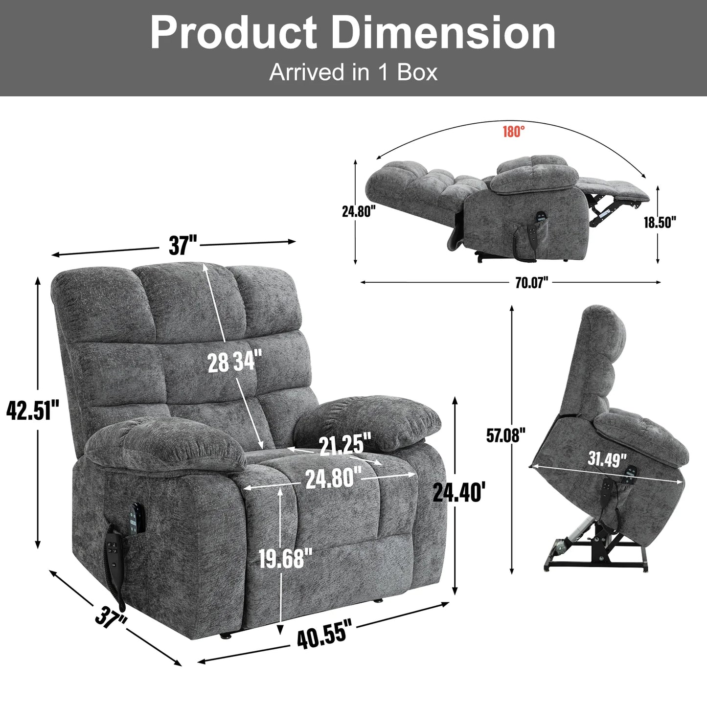 Redlife Heat Massage Power Lift Recliner Chair For Elderly