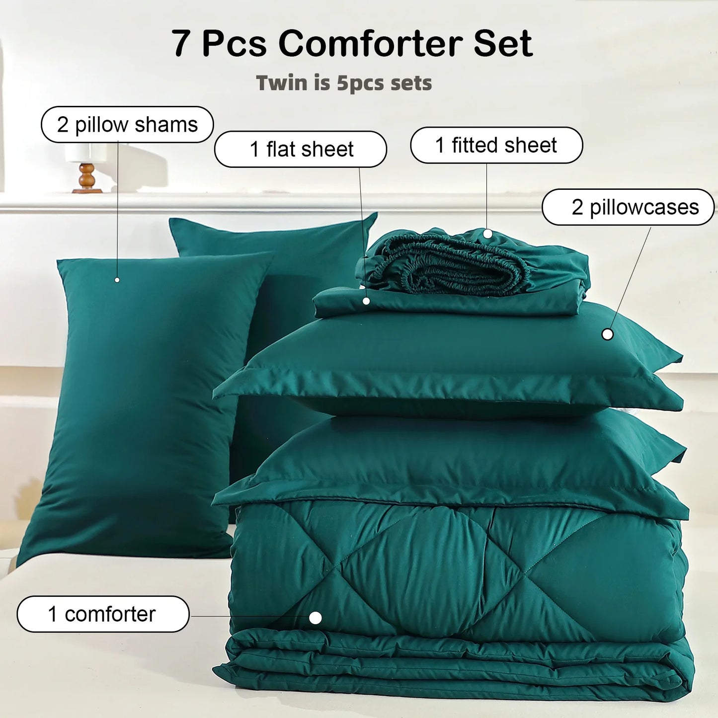 easYumCN Bedding Sets Comforter Flat Sheet Fitted Pillowcases