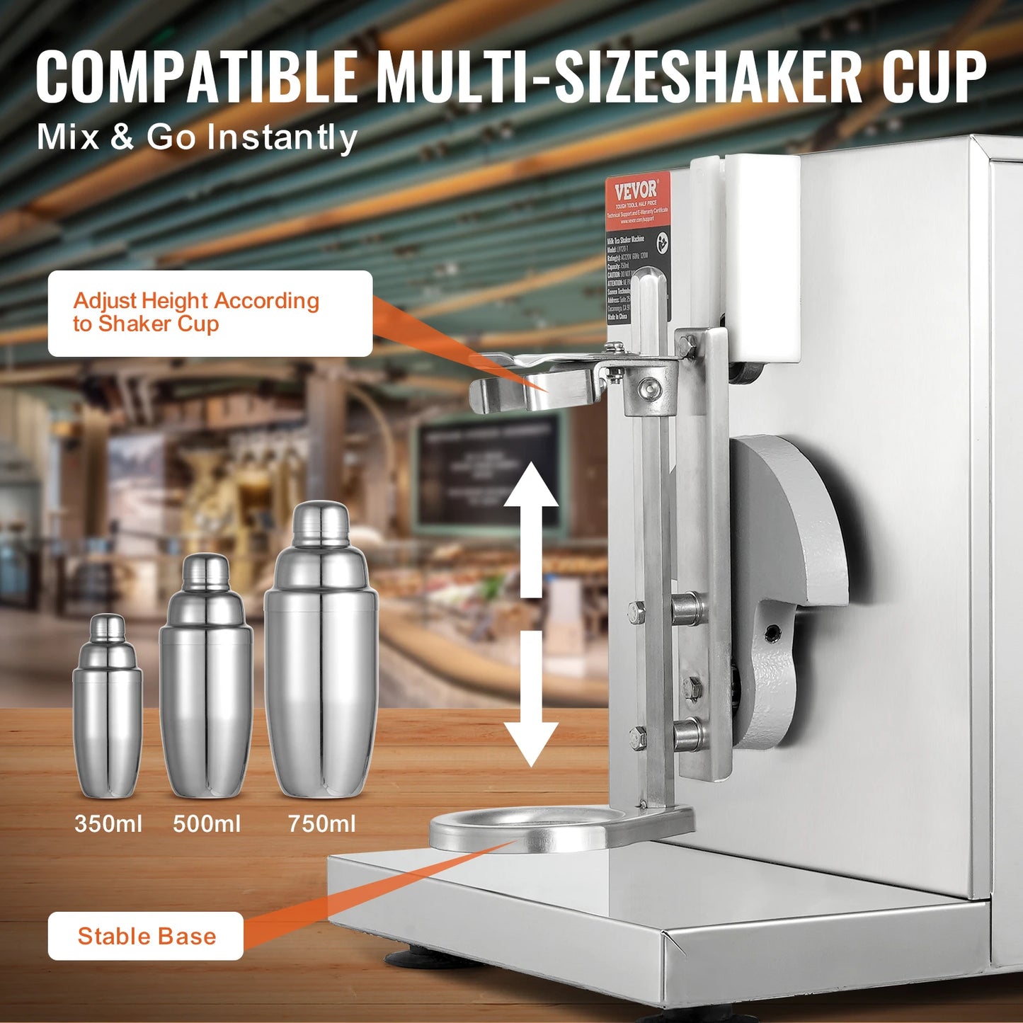 SucceBuy Milkshake Maker Machine 120W Commercial Milk Tea Shaker Machine Single Head Milk Shake Mixer Machine for Milk Tea Store