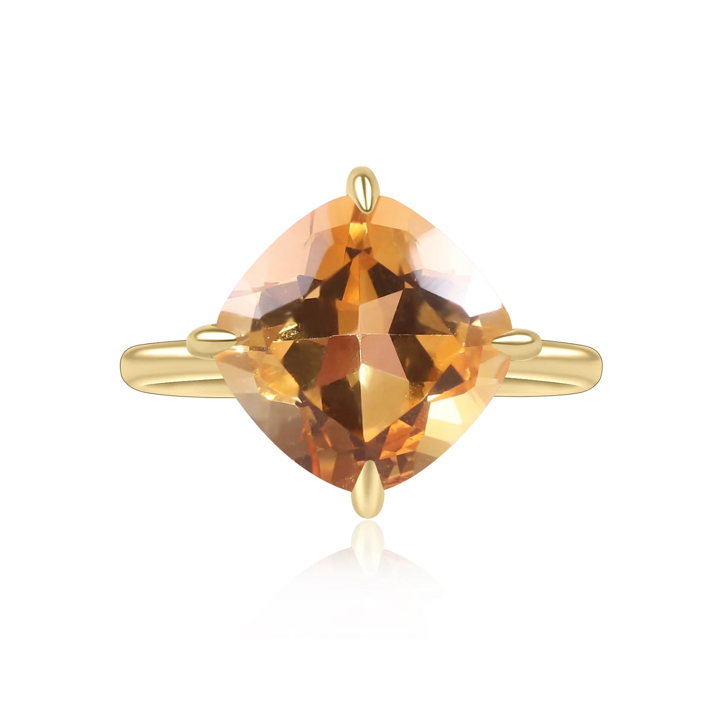 GEM'S BALLET Citrine Birthstone Solitaire Ring 4.75ct Gold Plated Silver