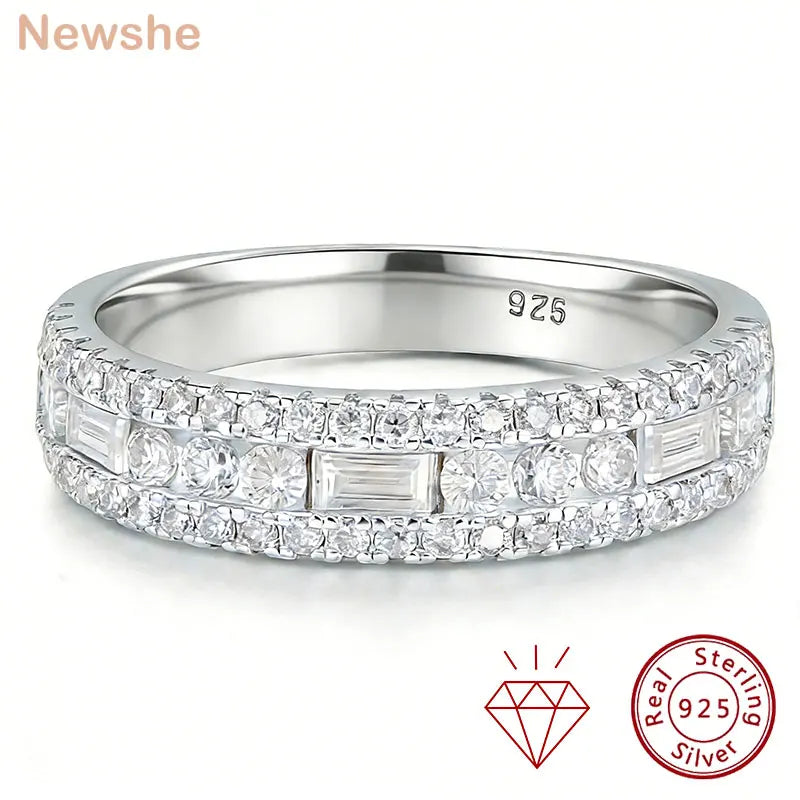 Newshe GRA Certified Moissanite Wedding Bands 925 Sterling Silver