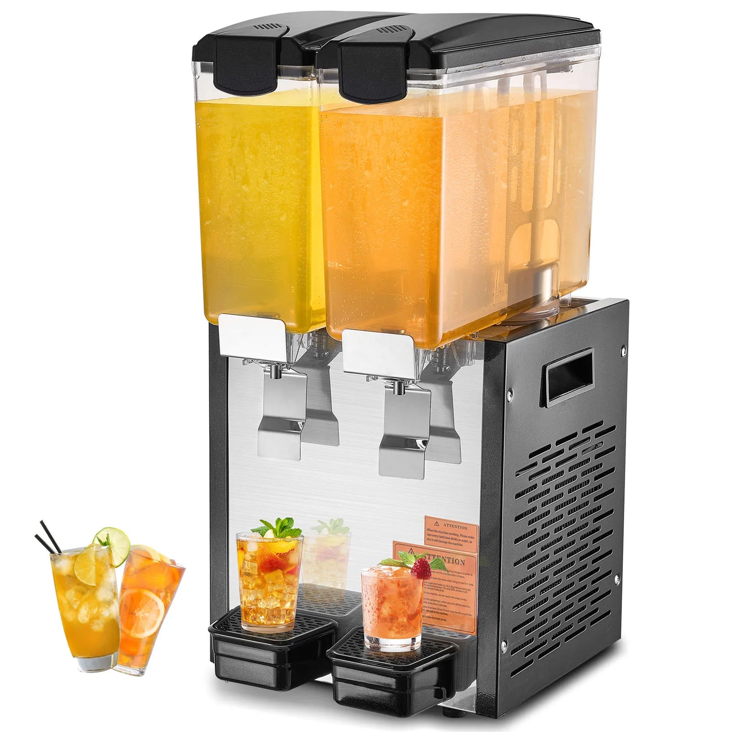 SucceBuy 1/2 Tanks Commercial Beverage Dispenser 10L/12L/18L Per Tank Juice Dispenser Stainless Steel Ice Tea Drink Machine